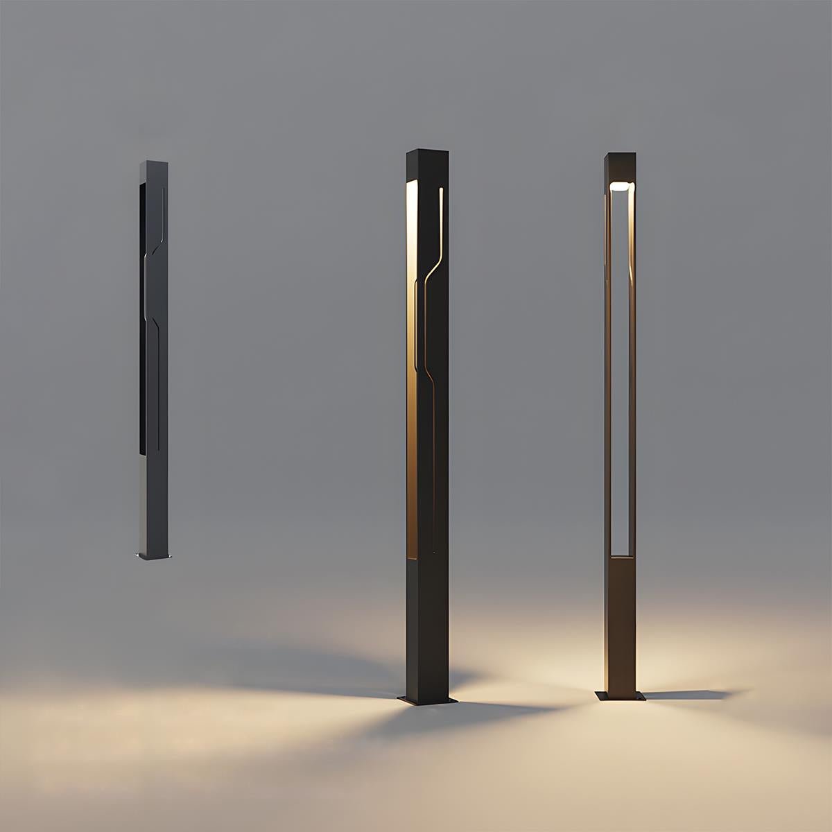 Contemporary Rectangular Post Lamp 30W Charcoal Finish for Pathway Driveway Yard Hardwired 110-220V IP65 Weatherproof Bollard Fixture | Thomler