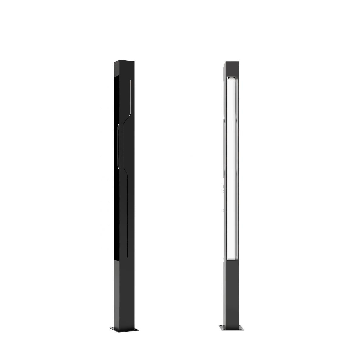 Contemporary Rectangular Post Lamp 30W Charcoal Finish for Pathway Driveway Yard Hardwired 110-220V IP65 Weatherproof Bollard Fixture | Thomler