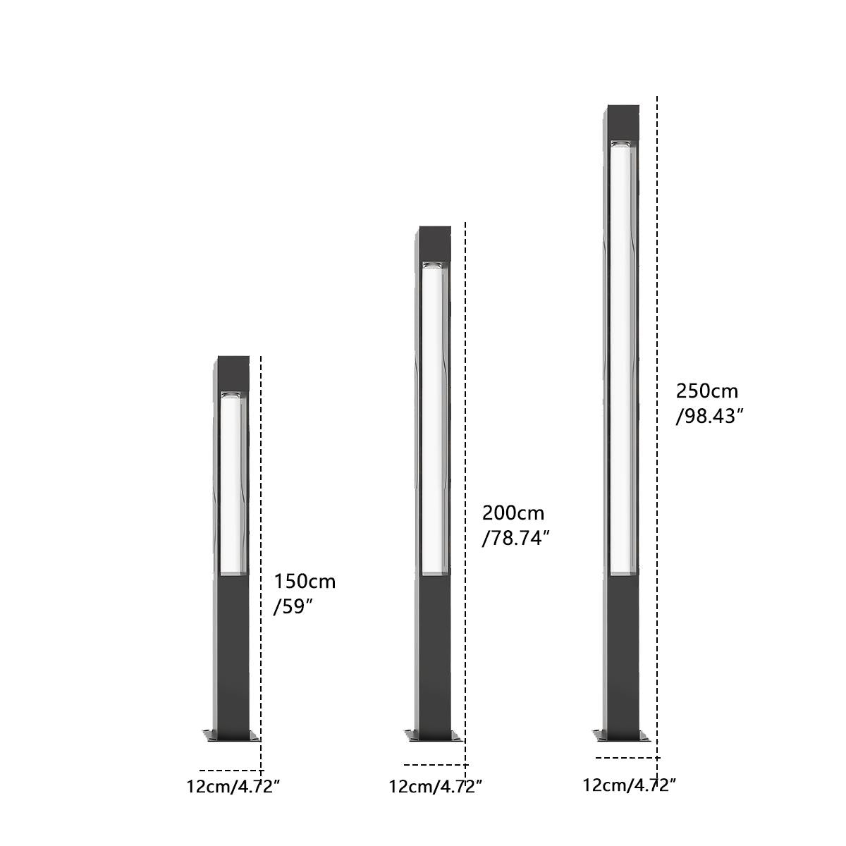 Contemporary Rectangular Post Lamp 30W Charcoal Finish for Pathway Driveway Yard Hardwired 110-220V IP65 Weatherproof Bollard Fixture | Thomler