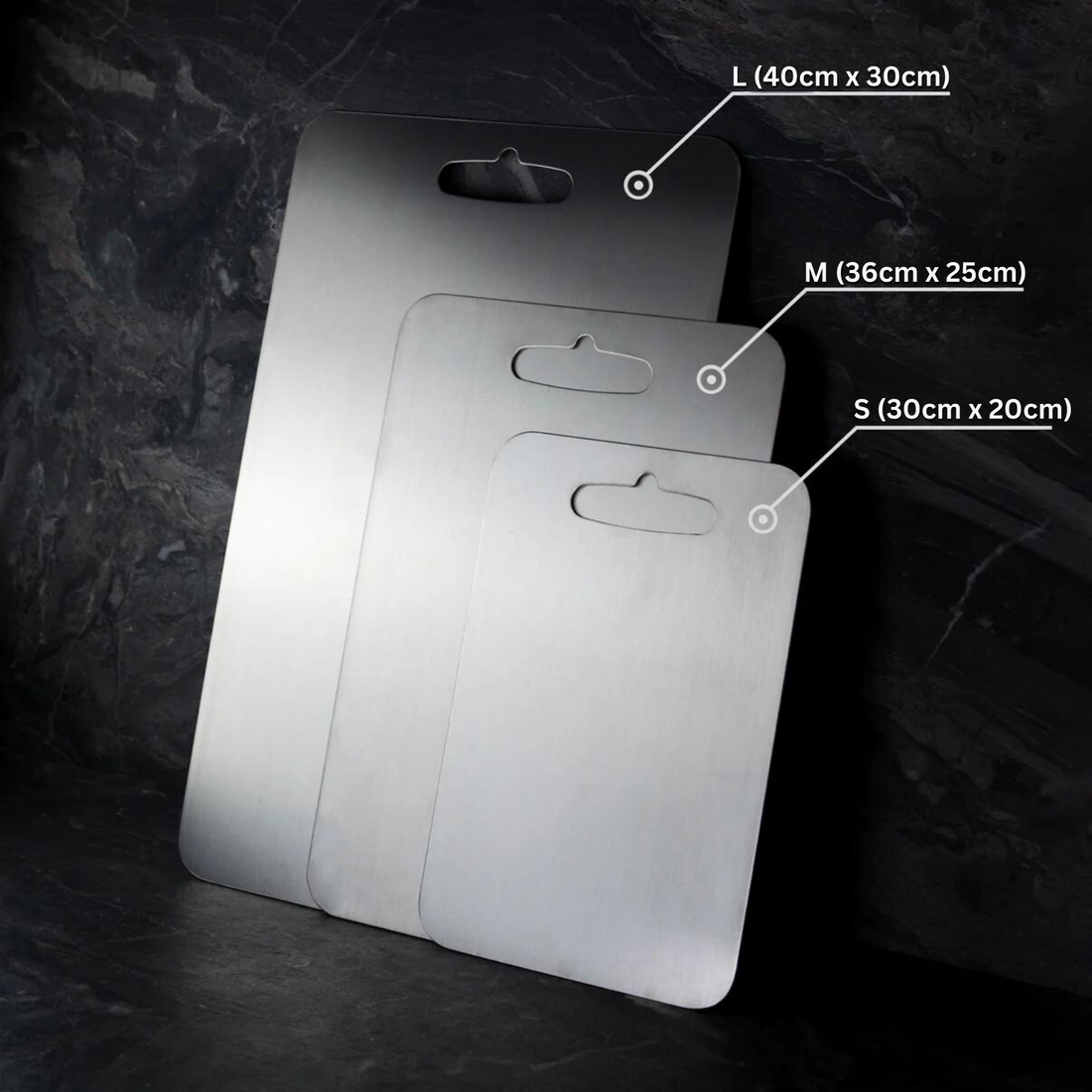 Titanium Prep Surface Non-Porous Knife-Friendly Food Board for Home & Professional Kitchens Silver Finish Antibacterial | Thomler