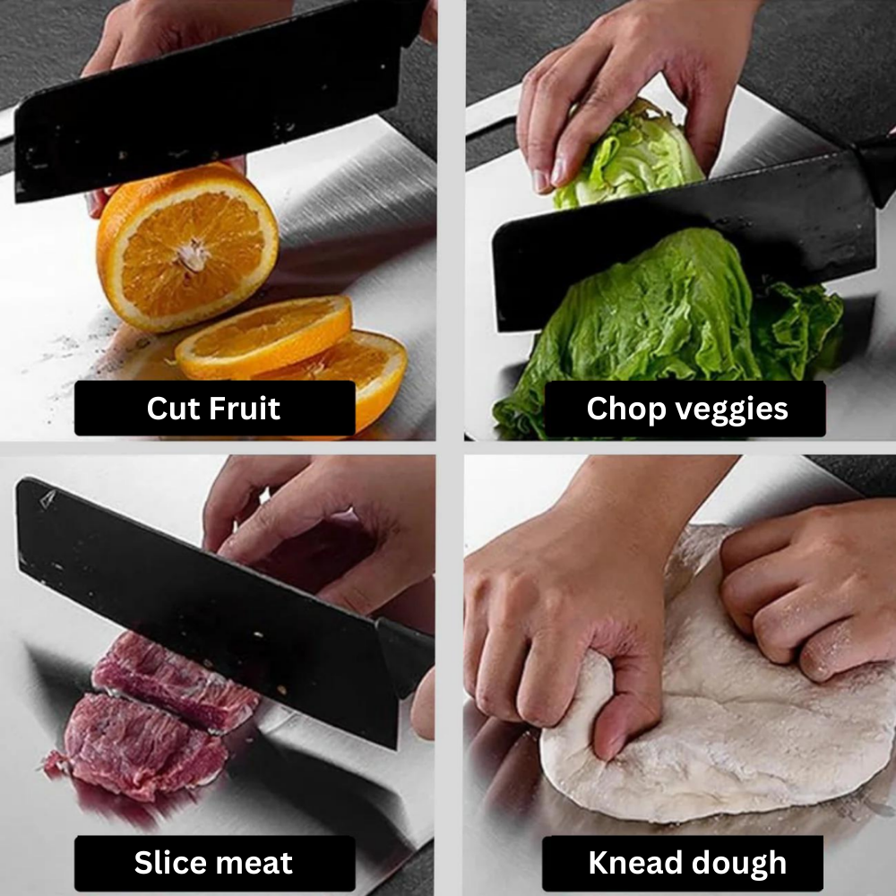 Titanium Prep Surface Non-Porous Knife-Friendly Food Board for Home & Professional Kitchens Silver Finish Antibacterial | Thomler
