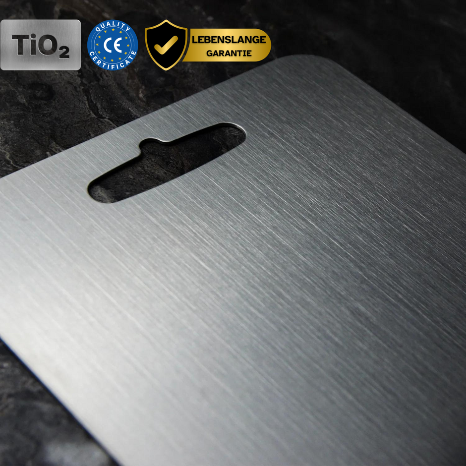 Titanium Prep Surface Non-Porous Knife-Friendly Food Board for Home & Professional Kitchens Silver Finish Antibacterial | Thomler