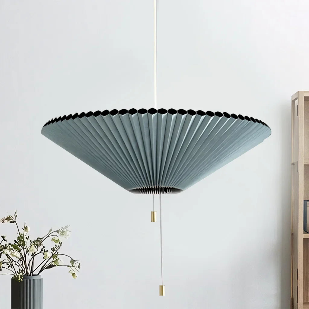 Pendant Light Paper Adjustable 12 in Round Cylinder Warm LED Dining Room Kitchen Hanging Lamp Multi-Scene Lighting | Thomler