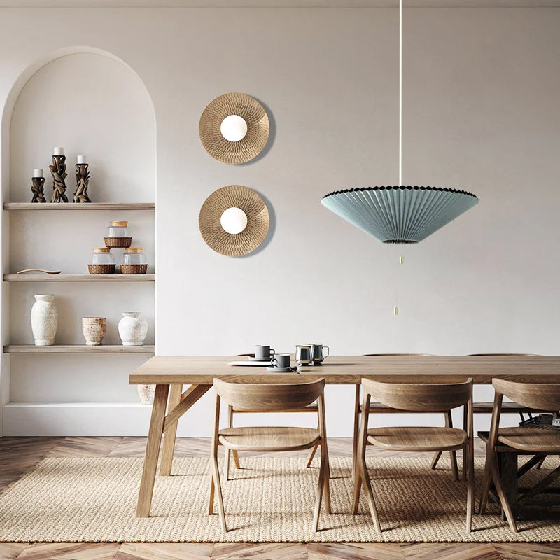 Pendant Light Paper Adjustable 12 in Round Cylinder Warm LED Dining Room Kitchen Hanging Lamp Multi-Scene Lighting | Thomler