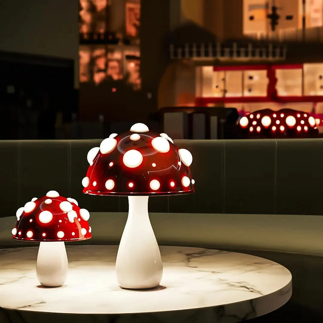 Table Lamp Metal Aluminum 11.8 in Mushroom Shape Bedroom Desk Ambient Lighting Corded Or Cordless LED Nightstand Accent Light | Thomler