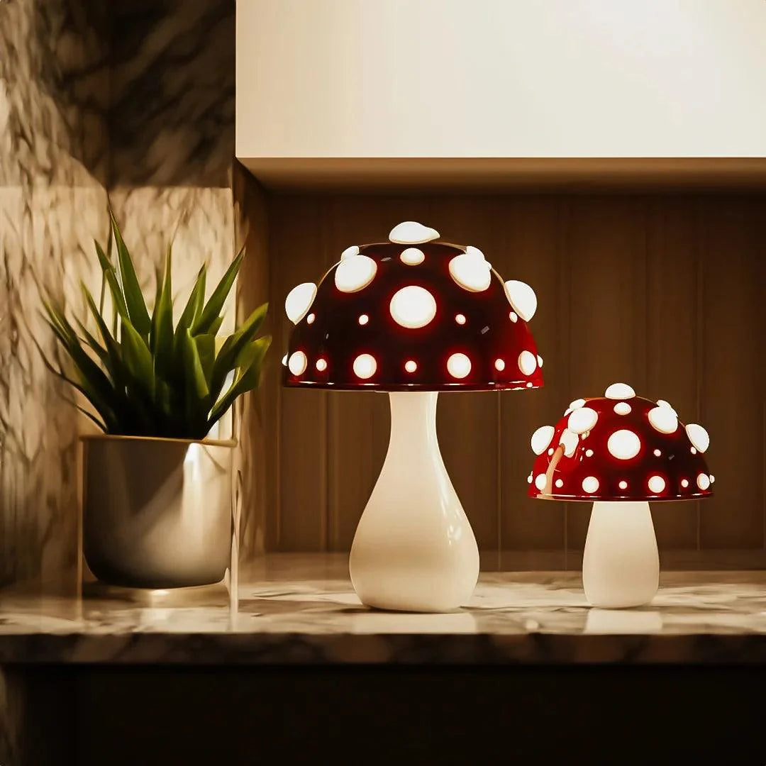 Table Lamp Metal Aluminum 11.8 in Mushroom Shape Bedroom Desk Ambient Lighting Corded Or Cordless LED Nightstand Accent Light | Thomler