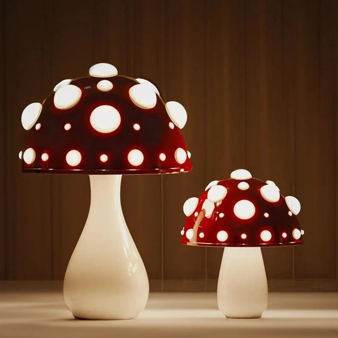 Table Lamp Metal Aluminum 11.8 in Mushroom Shape Bedroom Desk Ambient Lighting Corded Or Cordless LED Nightstand Accent Light | Thomler