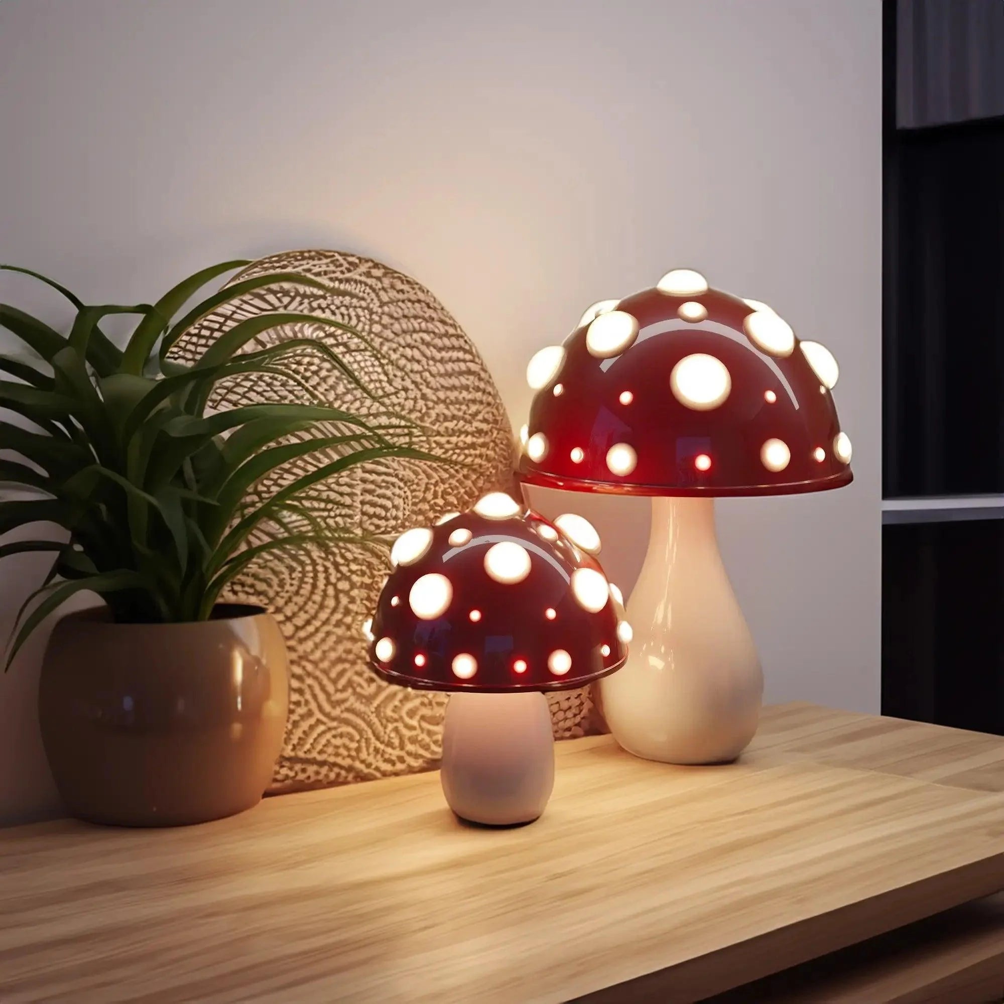 Table Lamp Metal Aluminum 11.8 in Mushroom Shape Bedroom Desk Ambient Lighting Corded Or Cordless LED Nightstand Accent Light | Thomler