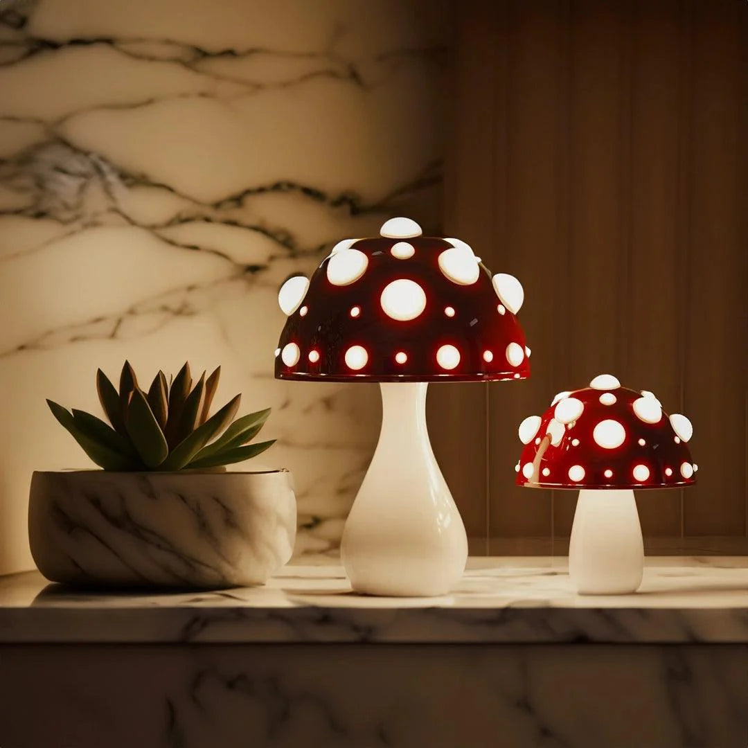 Table Lamp Metal Aluminum 11.8 in Mushroom Shape Bedroom Desk Ambient Lighting Corded Or Cordless LED Nightstand Accent Light | Thomler