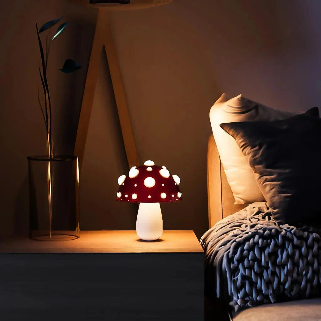 Table Lamp Metal Aluminum 11.8 in Mushroom Shape Bedroom Desk Ambient Lighting Corded Or Cordless LED Nightstand Accent Light | Thomler