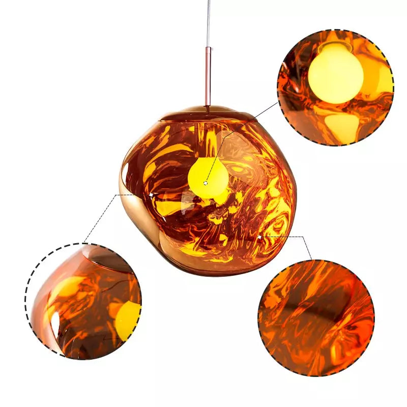 Sculpted Glass Pendant Light with Adjustable Cord for Dining Room & Living Room | Modern Ceiling Lighting Fixture | Thomler