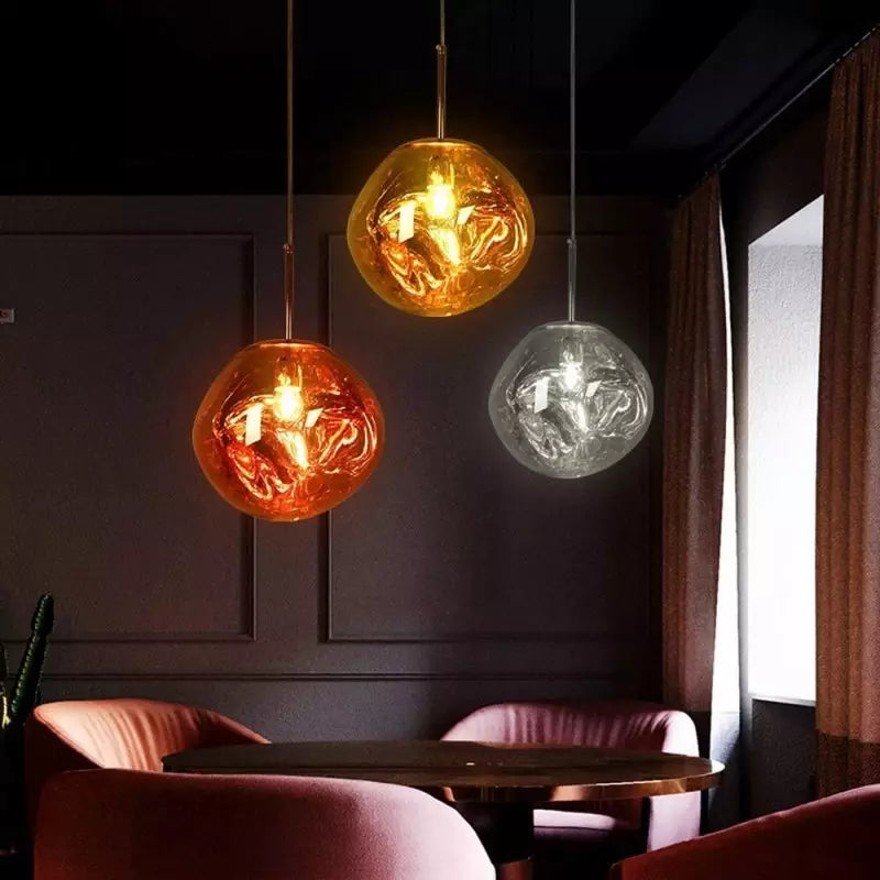 Sculpted Glass Pendant Light with Adjustable Cord for Dining Room & Living Room | Modern Ceiling Lighting Fixture | Thomler