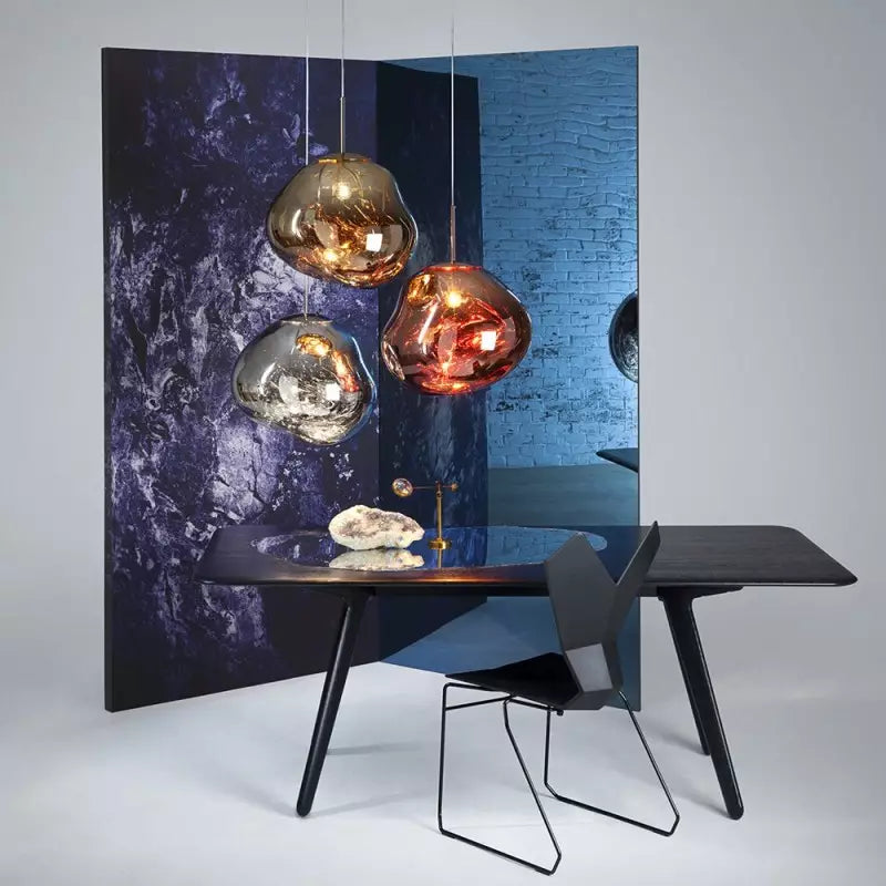 Sculpted Glass Pendant Light with Adjustable Cord for Dining Room & Living Room | Modern Ceiling Lighting Fixture | Thomler