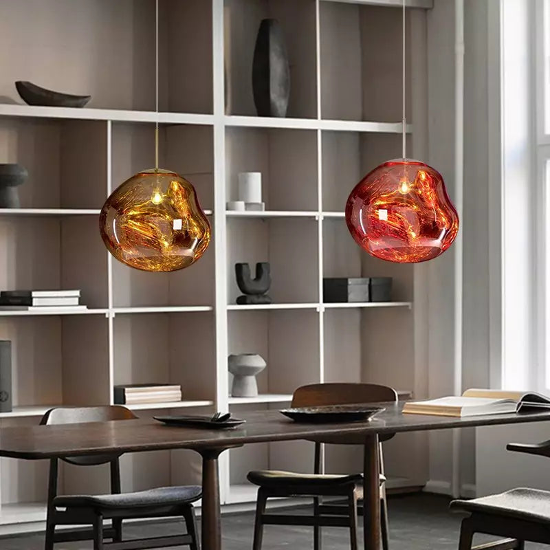 Sculpted Glass Pendant Light with Adjustable Cord for Dining Room & Living Room | Modern Ceiling Lighting Fixture | Thomler