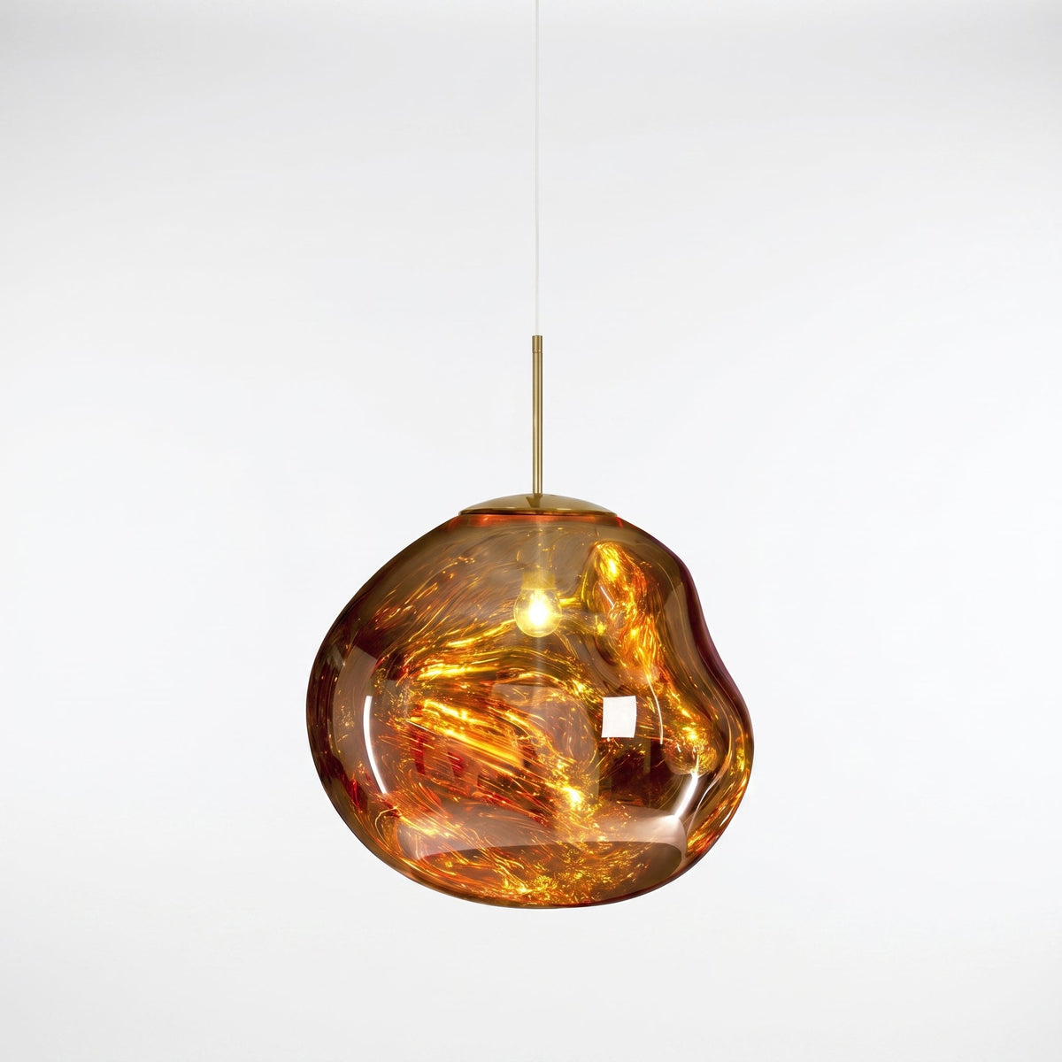 Reflective Globe Pendant Light with Molten Core Glow – Modern Acrylic LED Ceiling Lamp for Dining Room, Kitchen Island, Entryway – Warm | Thomler