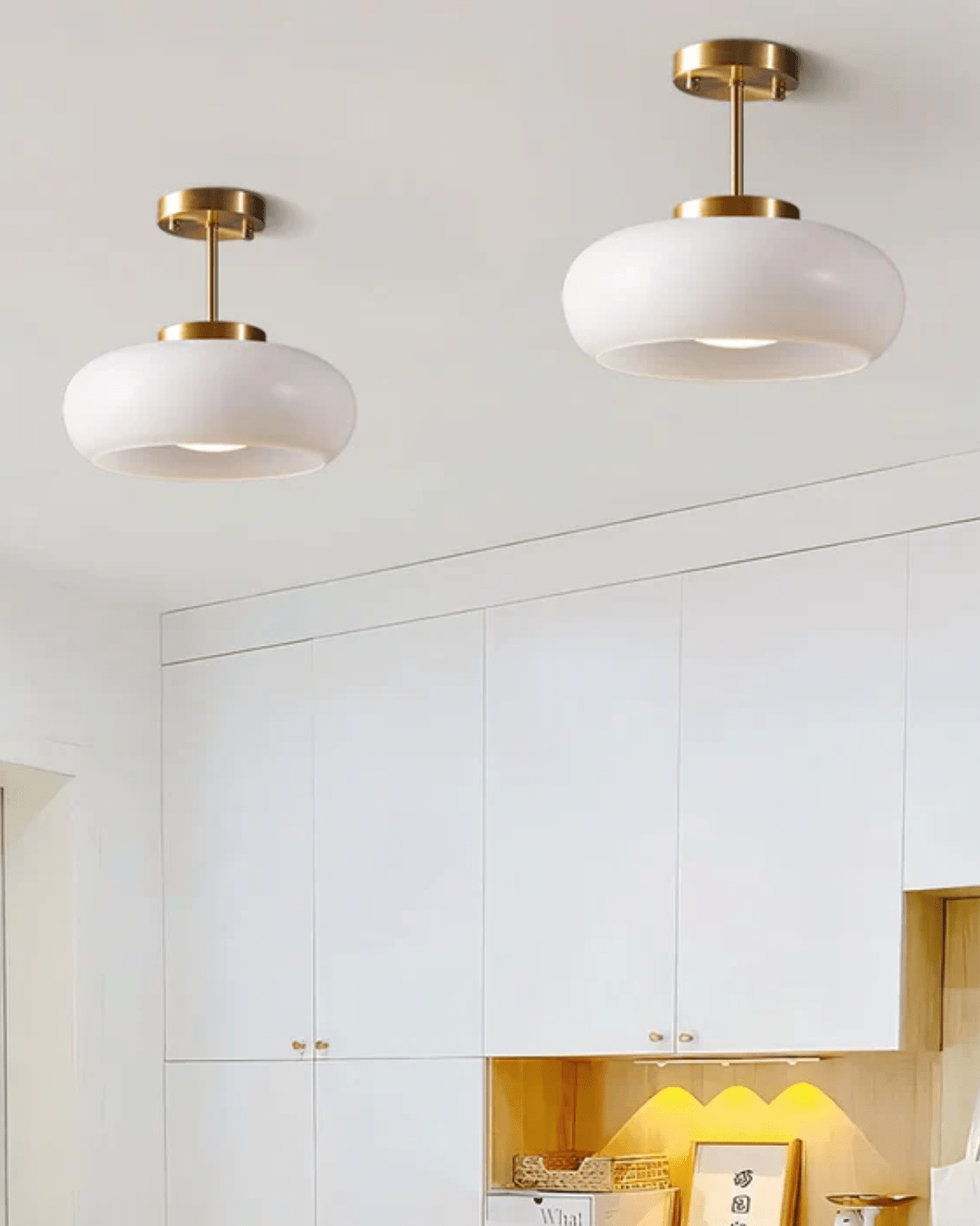 Hanglamp Glas Goud 40cm E27 Amber Wit Modern Design | Sansoti