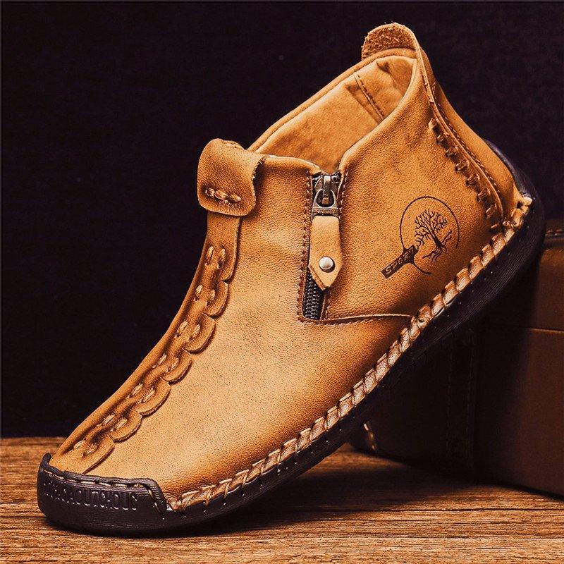 Leather Ankle Boots for Men with Side Zip & Non-Slip Sole – Handcrafted Casual Footwear for Everyday Wear & Weekend Outings | Thomler