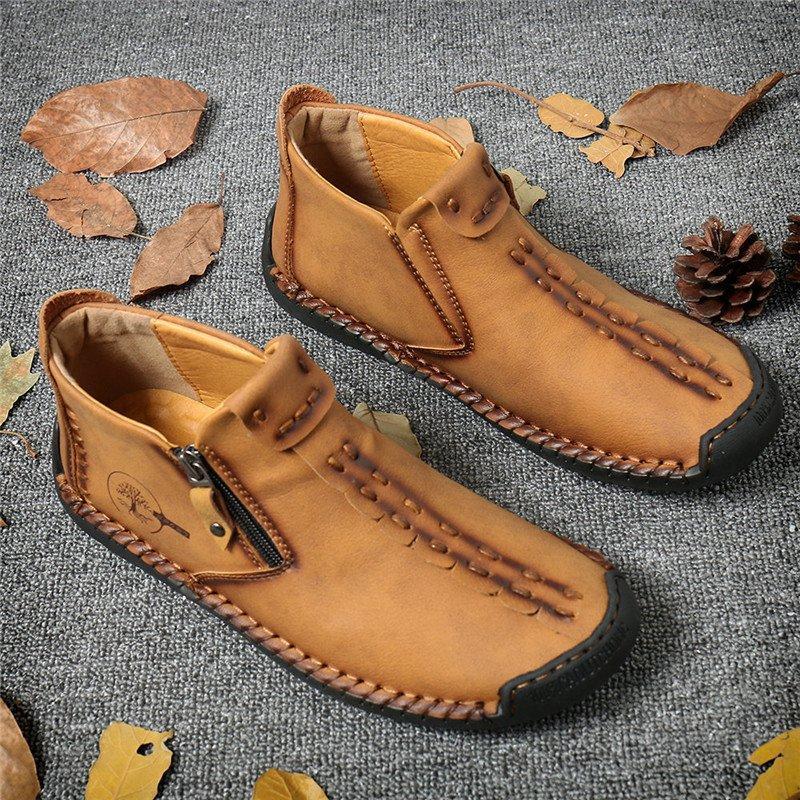 Leather Ankle Boots for Men with Side Zip & Non-Slip Sole – Handcrafted Casual Footwear for Everyday Wear & Weekend Outings | Thomler