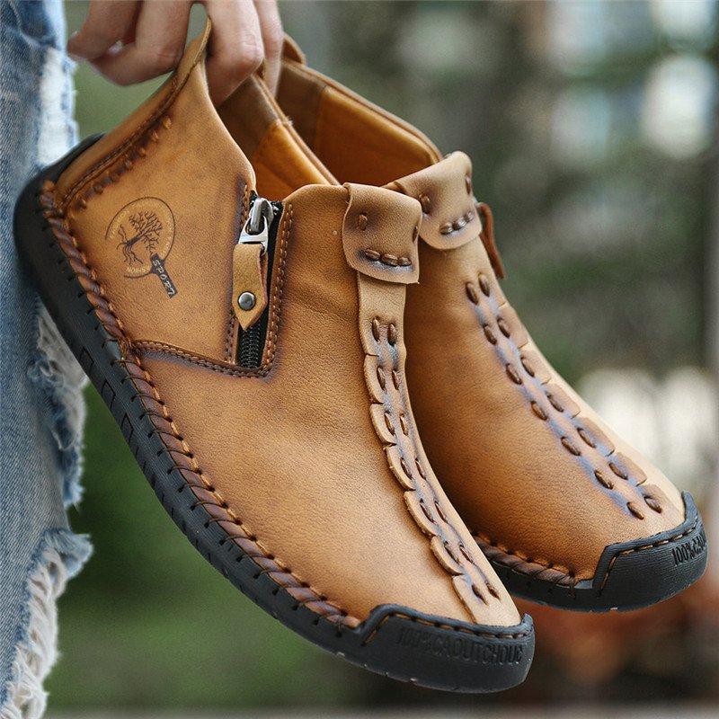Leather Ankle Boots for Men with Side Zip & Non-Slip Sole – Handcrafted Casual Footwear for Everyday Wear & Weekend Outings | Thomler