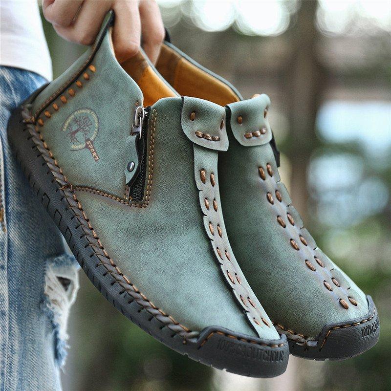 Leather Ankle Boots for Men with Side Zip & Non-Slip Sole – Handcrafted Casual Footwear for Everyday Wear & Weekend Outings | Thomler