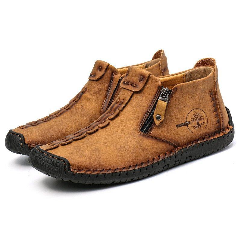 Leather Ankle Boots for Men with Side Zip & Non-Slip Sole – Handcrafted Casual Footwear for Everyday Wear & Weekend Outings | Thomler