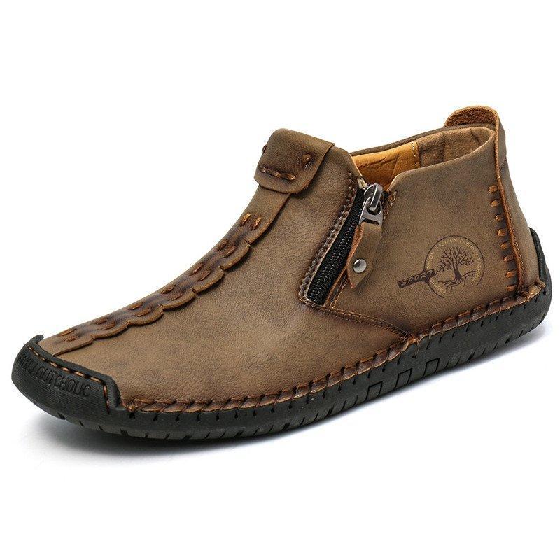 Leather Ankle Boots for Men with Side Zip & Non-Slip Sole – Handcrafted Casual Footwear for Everyday Wear & Weekend Outings | Thomler