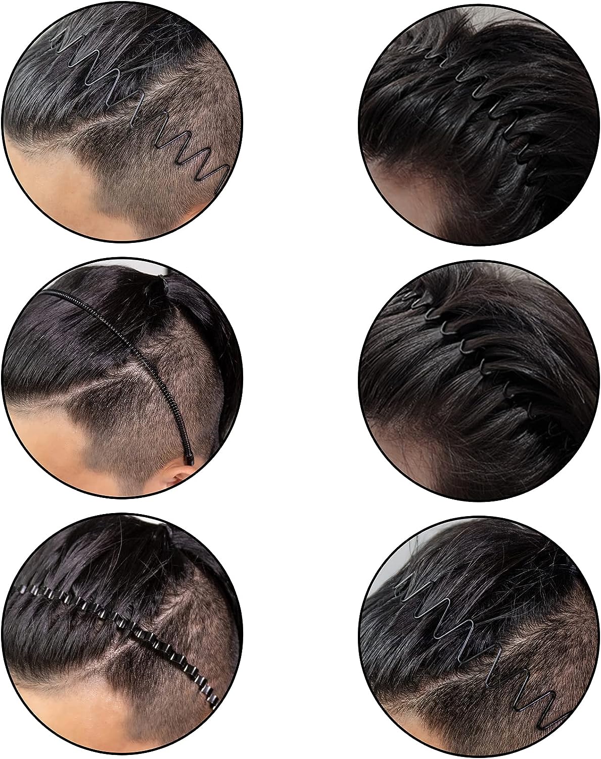 Metal Hair Bands for Men – Wave, Spiral, Circle, Zigzag Designs – Non-Slip, One Size Fits All – Pack of 6 | Thomler
