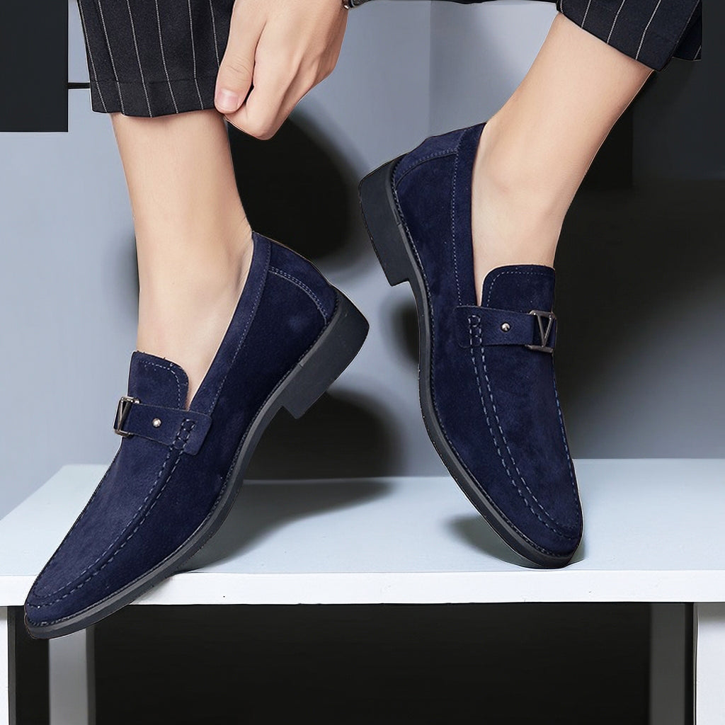Men's Dress Loafers with Metal Buckle Detail – Slip-On Formal Shoes – Anti-Slip Rubber Sole – Classic Office Footwear for Work, Weddings & | Thomler