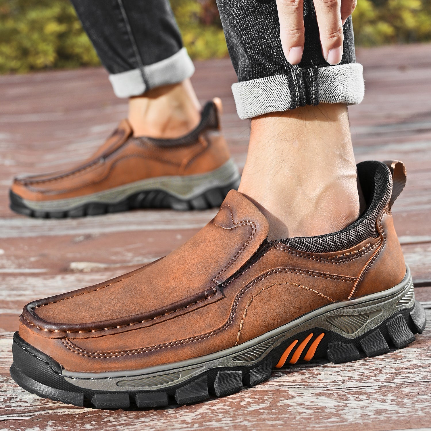 Men's Slip-On Footbed Loafers for All-Day Arch Support & Alignment | Cushioned Walking Sneakers with Ergonomic Sole for Pain Relief & | Thomler