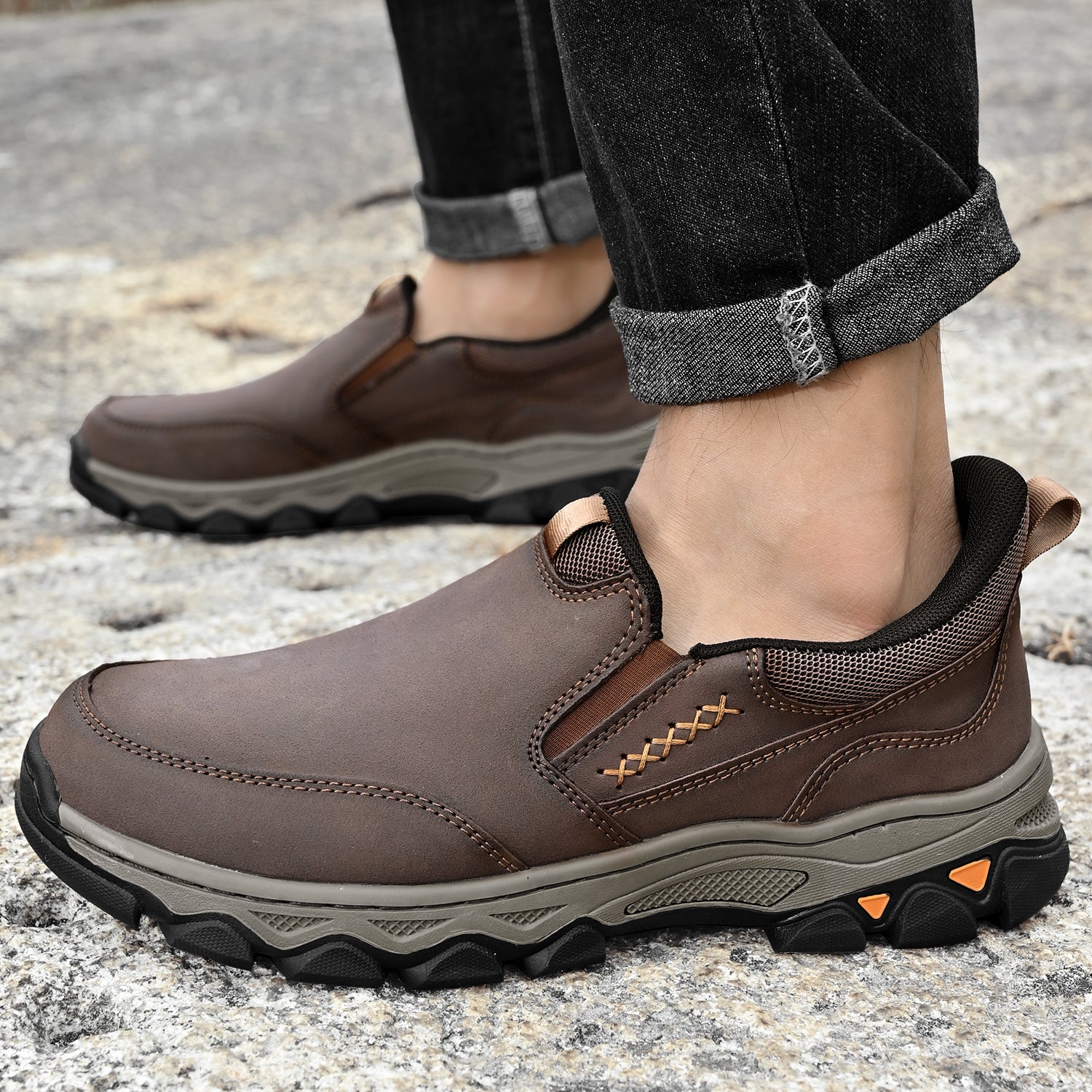 Men's Arch Support Slip-On Loafers for All-Day Walking & Standing | Posture-Correcting Footbed | Thomler