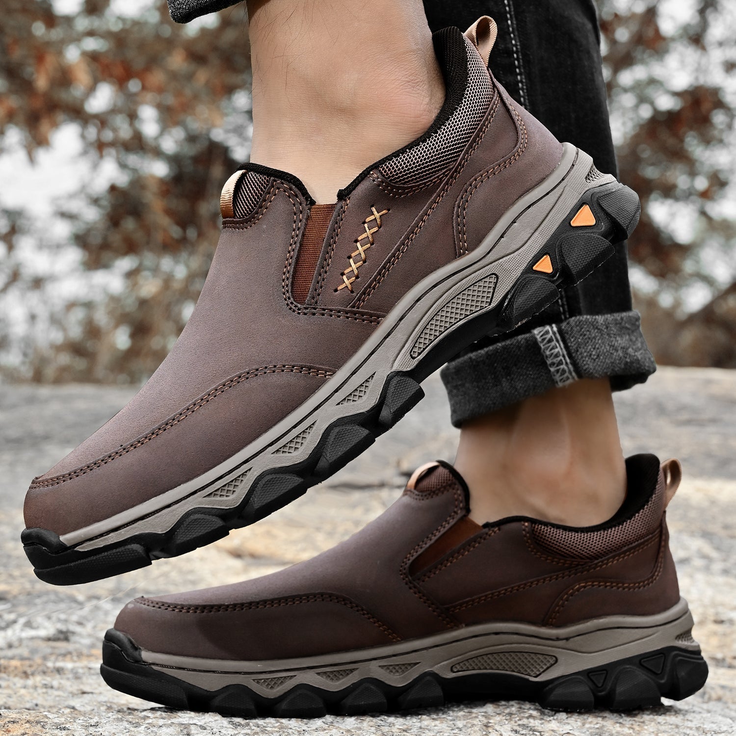 Men's Arch Support Slip-On Loafers for All-Day Walking & Standing | Posture-Correcting Footbed | Thomler