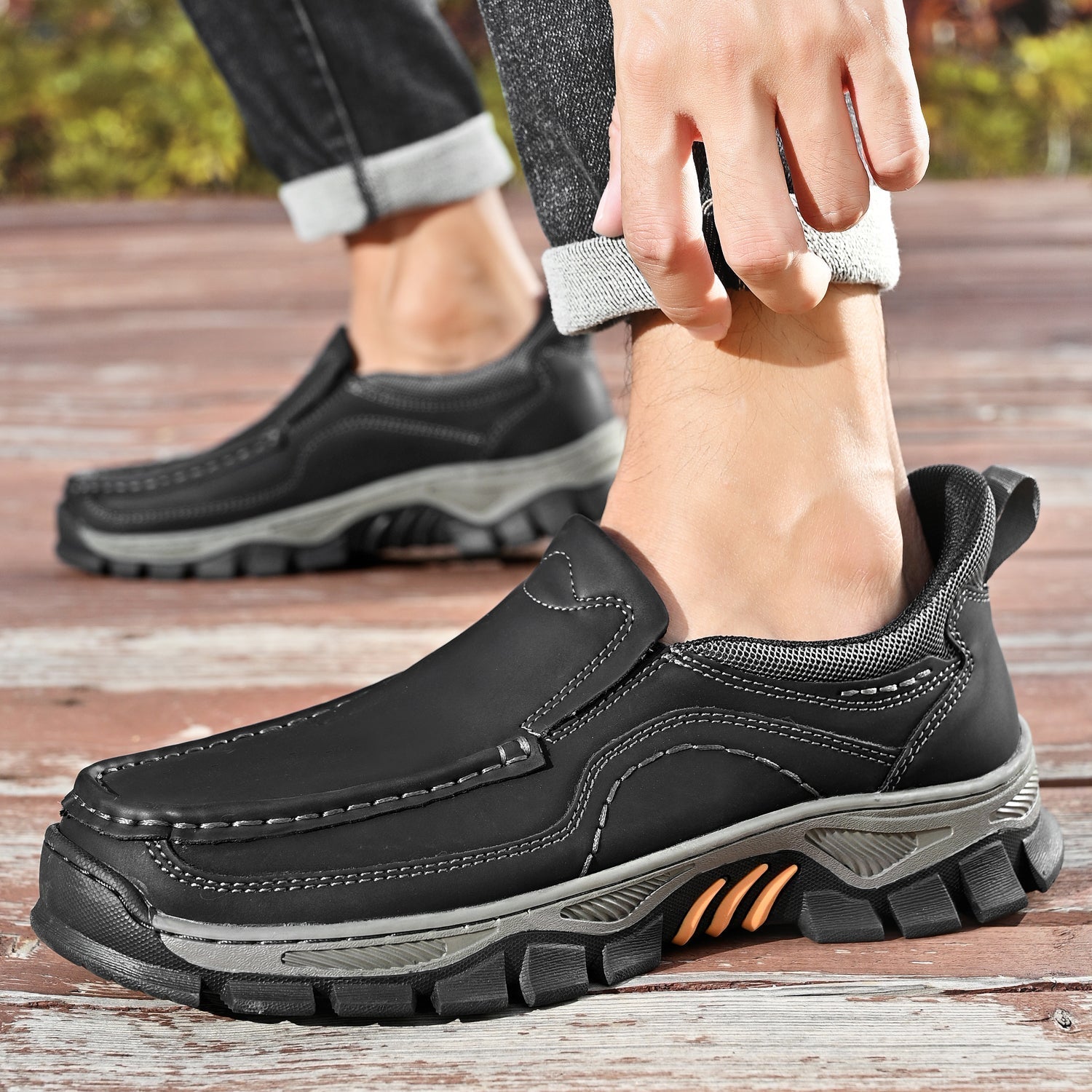 Men's Slip-On Footbed Loafers for All-Day Arch Support & Alignment | Cushioned Walking Sneakers with Ergonomic Sole for Pain Relief & | Thomler