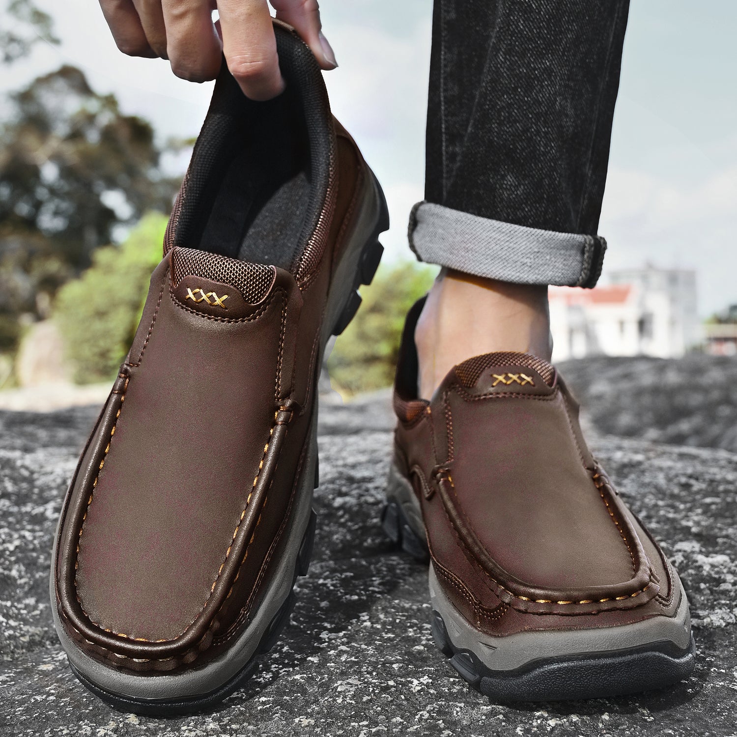 Men's Slip-On Footbed Loafers for All-Day Arch Support & Alignment | Cushioned Walking Sneakers with Ergonomic Sole for Pain Relief & | Thomler