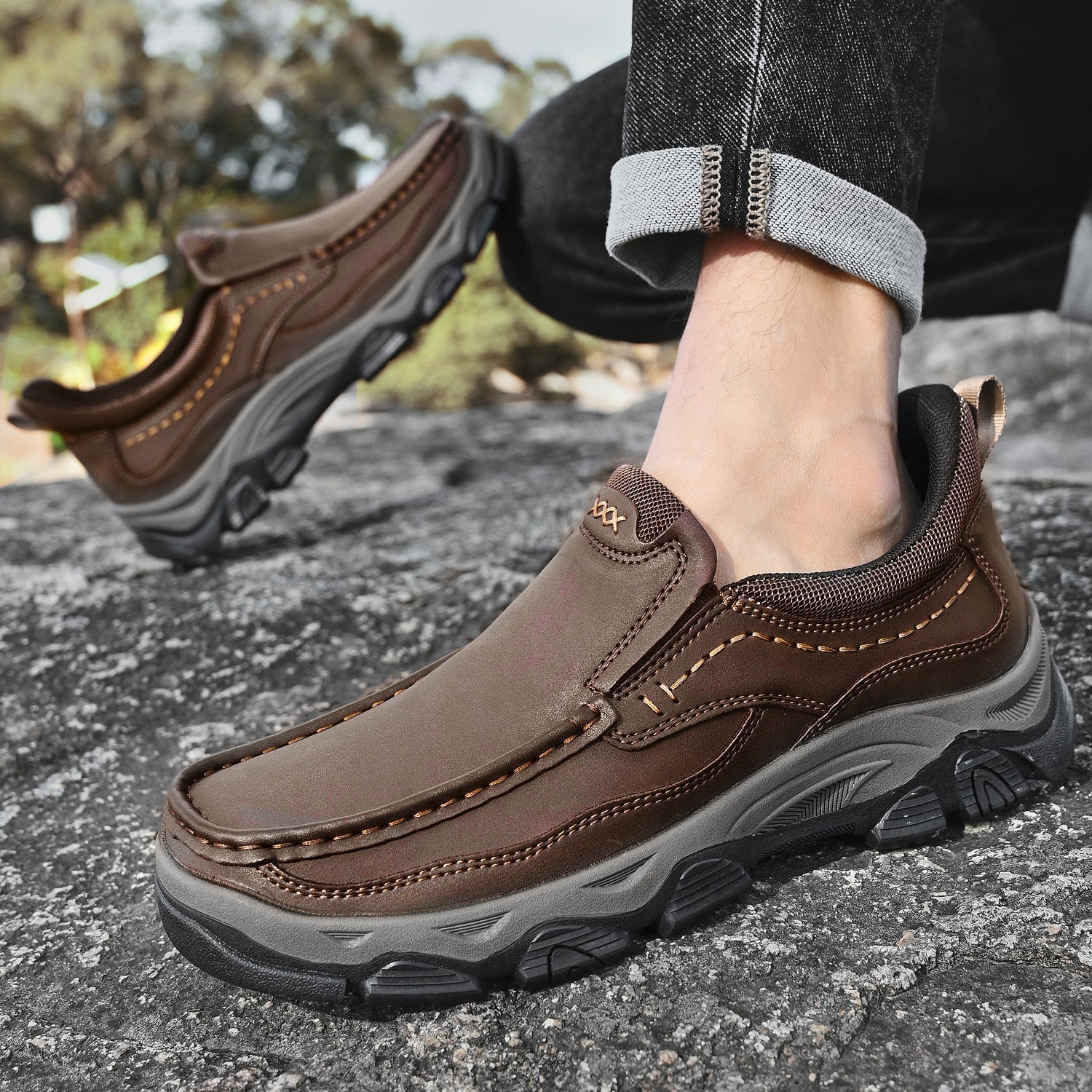 Men's Slip-On Footbed Loafers for All-Day Arch Support & Alignment | Cushioned Walking Sneakers with Ergonomic Sole for Pain Relief & | Thomler