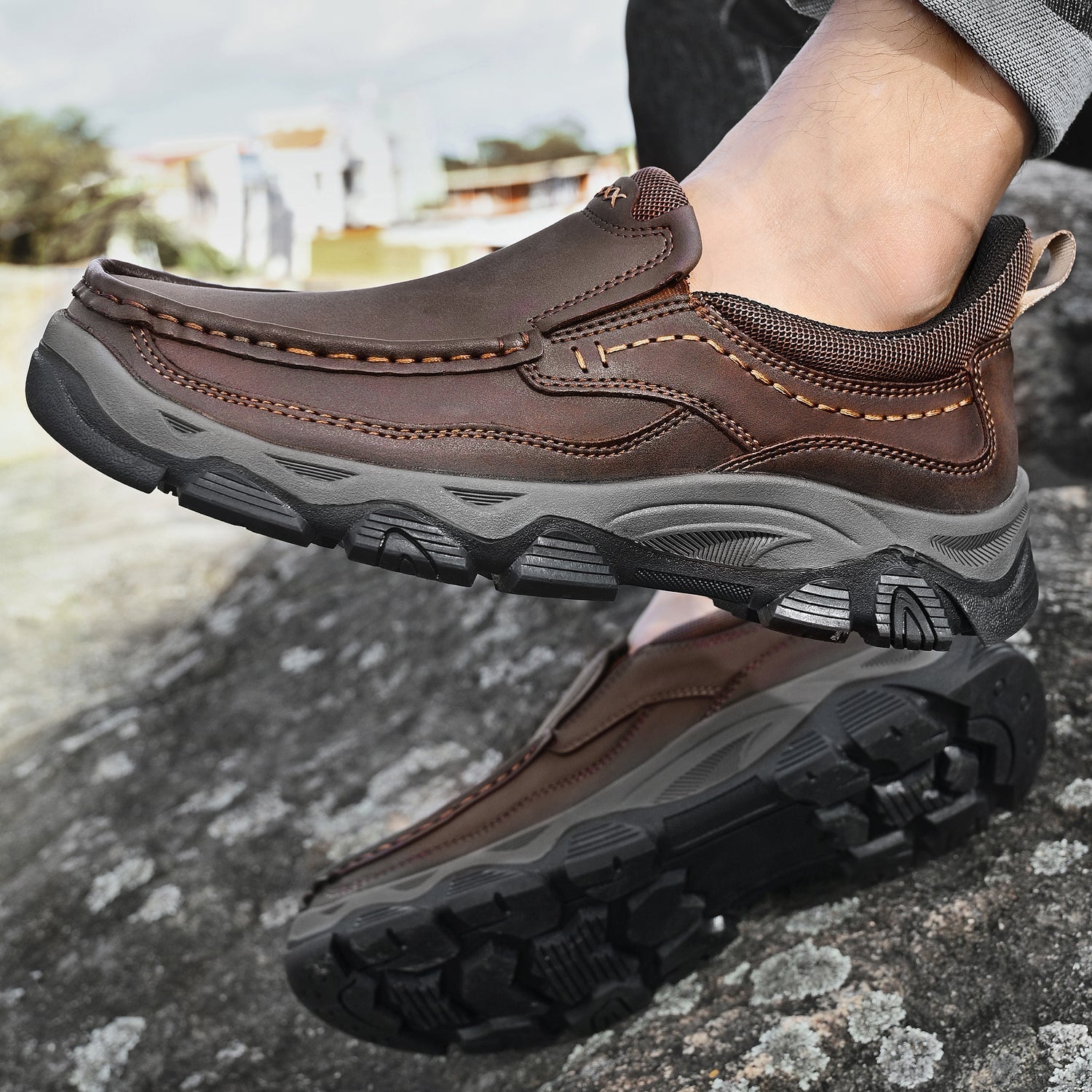 Men's Slip-On Footbed Loafers for All-Day Arch Support & Alignment | Cushioned Walking Sneakers with Ergonomic Sole for Pain Relief & | Thomler