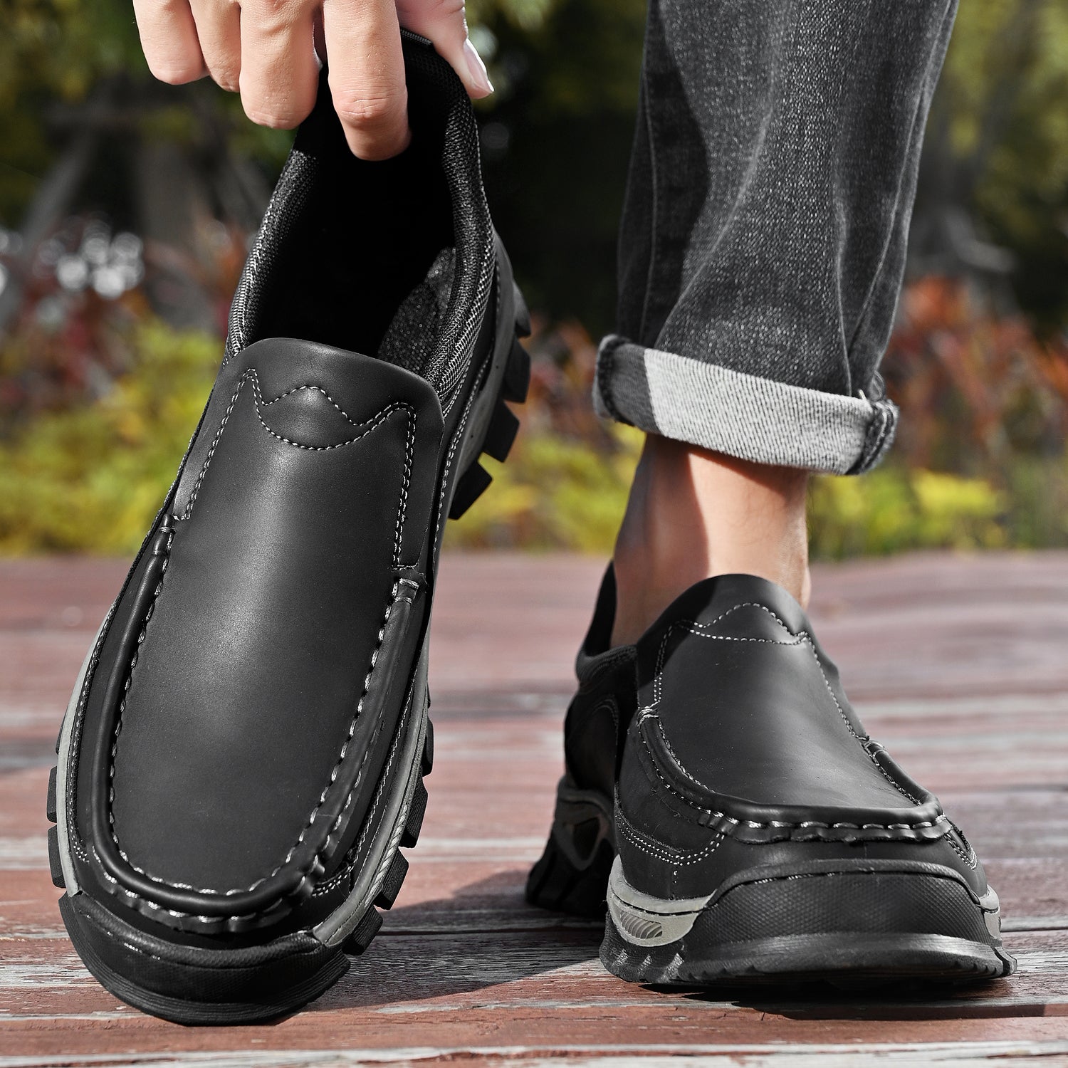 Men's Slip-On Footbed Loafers for All-Day Arch Support & Alignment | Cushioned Walking Sneakers with Ergonomic Sole for Pain Relief & | Thomler