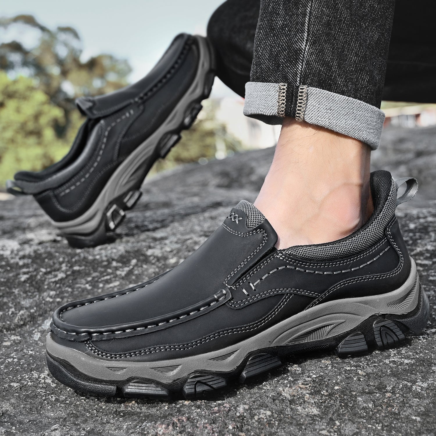 Men's Slip-On Footbed Loafers for All-Day Arch Support & Alignment | Cushioned Walking Sneakers with Ergonomic Sole for Pain Relief & | Thomler