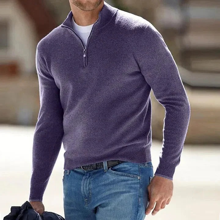 Pure Cashmere Crew Neck Sweater for Men – Full Sleeve Pullover Knit for Fall Winter Spring – Classic Fit Knitwear for Business Casual & | Thomler