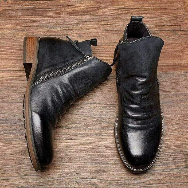 Men's Pointed-Toe Lace-Up Boots with Rubber Outsole – Classic Everyday Footwear for Work & Casual Wear | Thomler