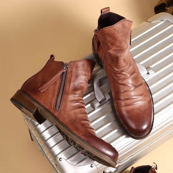 Men's Pointed-Toe Lace-Up Boots with Rubber Outsole – Classic Everyday Footwear for Work & Casual Wear | Thomler