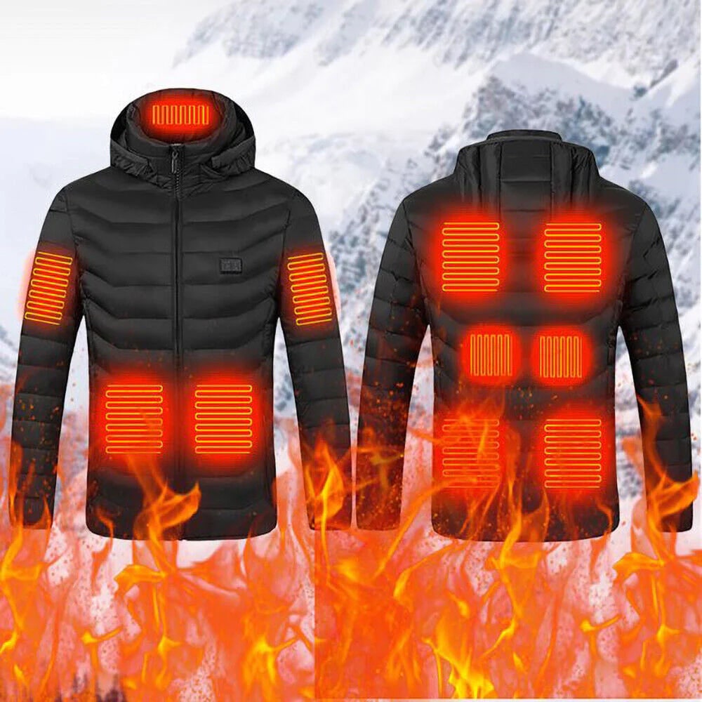 Insulated Quilted Puffer Coat with Built-In Hood & 3-Level Heat Control for Cold Weather | Thomler