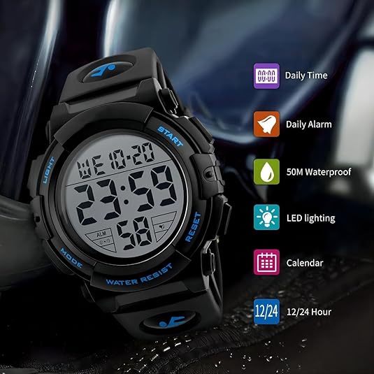 Tactical Digital LED Sports Watch Waterproof Shockproof Outdoor Adventure Timepiece for Men Active Lifestyle Running Hiking Fitness Training | Thomler