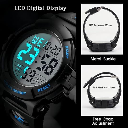 Tactical Digital LED Sports Watch Waterproof Shockproof Outdoor Adventure Timepiece for Men Active Lifestyle Running Hiking Fitness Training | Thomler