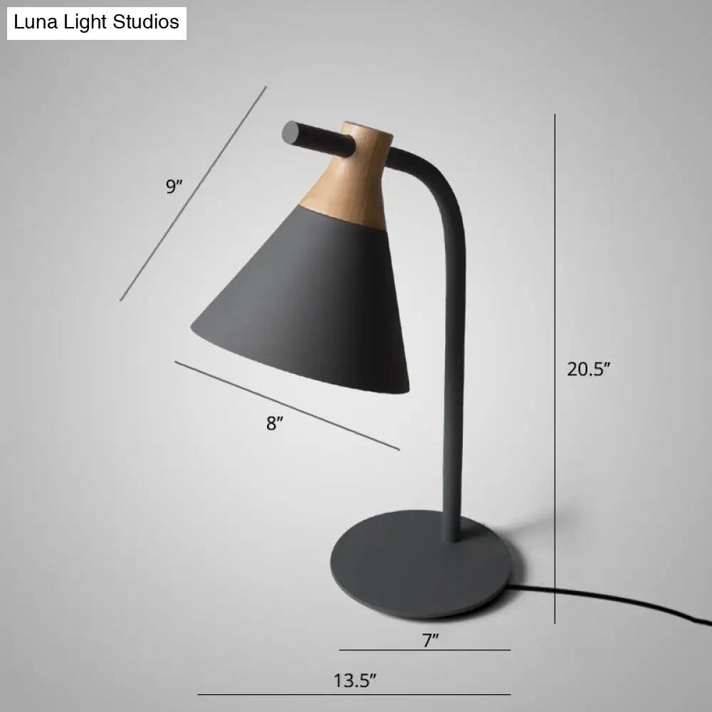 Adjustable Desk Lamp with Cone Shade – Metal Gooseneck Reading Light for Nightstand, Bedroom & Home Office | Thomler