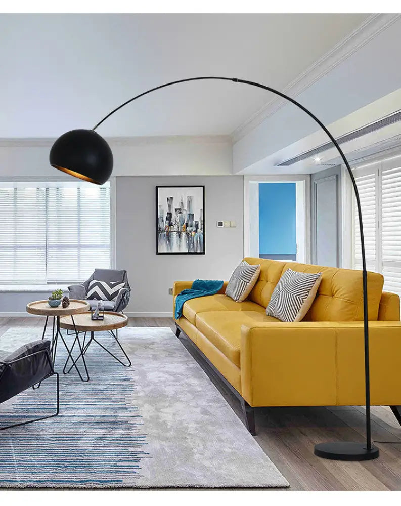 Steel Arc Floor Lamp with Rippled Metal Shade – Adjustable Rod Design for Living Room, Bedroom & Kids' Spaces | Thomler