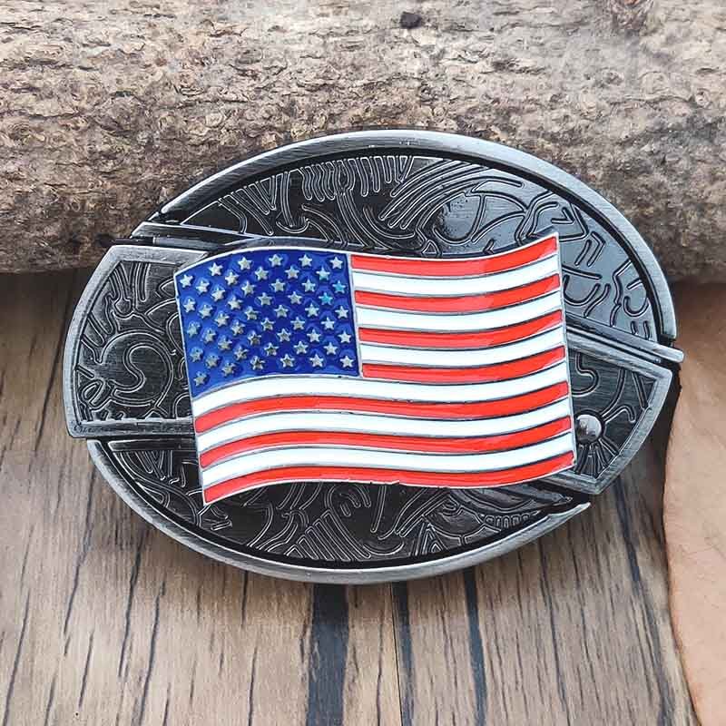 Western Metal Belt Buckle with Hidden EDC Tool | Interchangeable Oval Designs for Men & Women | Fits 1.5 Inch Belts | Rodeo Ranch Country | Thomler