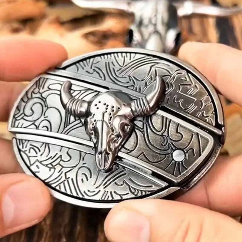 Western Engraved Zinc Alloy Accessory for 1.5 in Straps with Concealed Utility Tool for Men | Rodeo Ranch Rider Apparel | Thomler