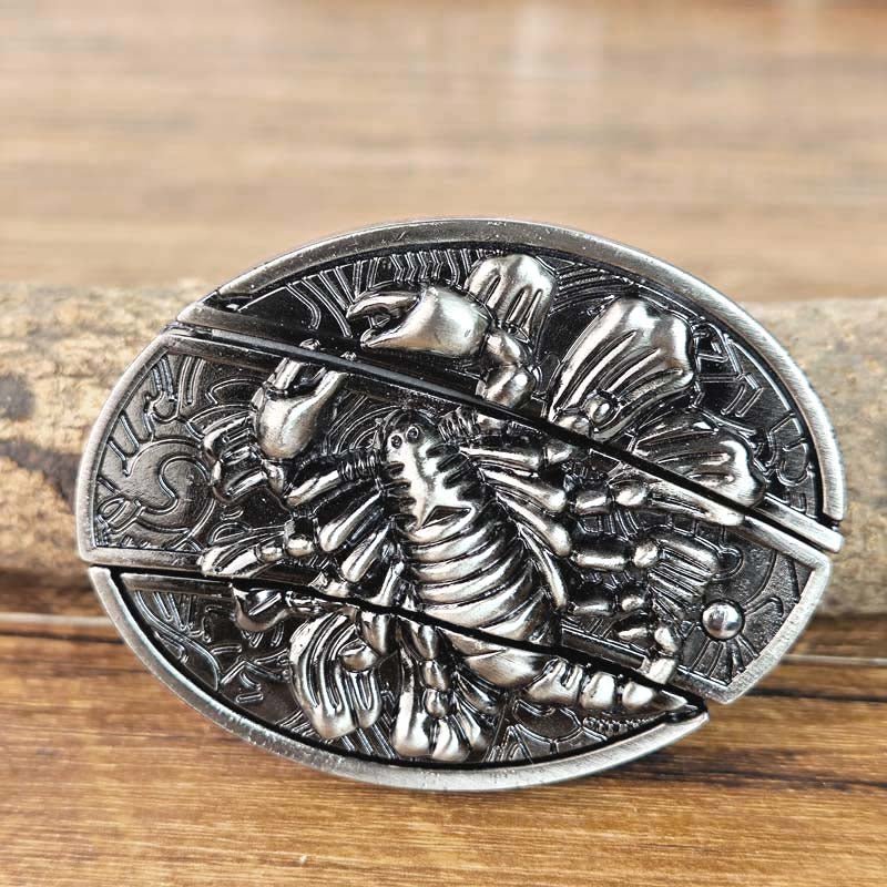 Western Metal Belt Buckle with Hidden EDC Tool | Interchangeable Oval Designs for Men & Women | Fits 1.5 Inch Belts | Rodeo Ranch Country | Thomler