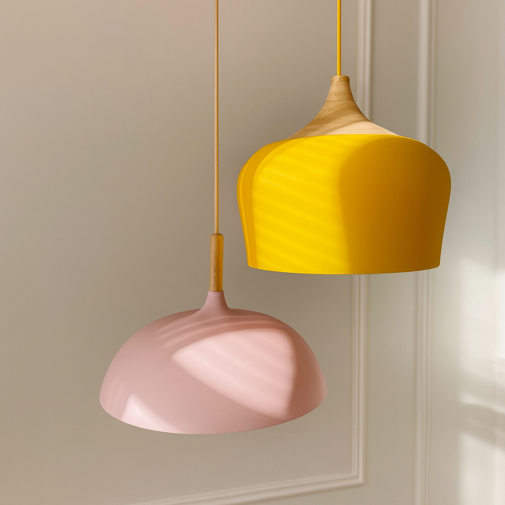 Pendant Light Aluminium Wood 35.0 cm Pastel Dining Room Kitchen Island Hanging Ceiling Lamp E27 Retro Dome Globe | Thomler