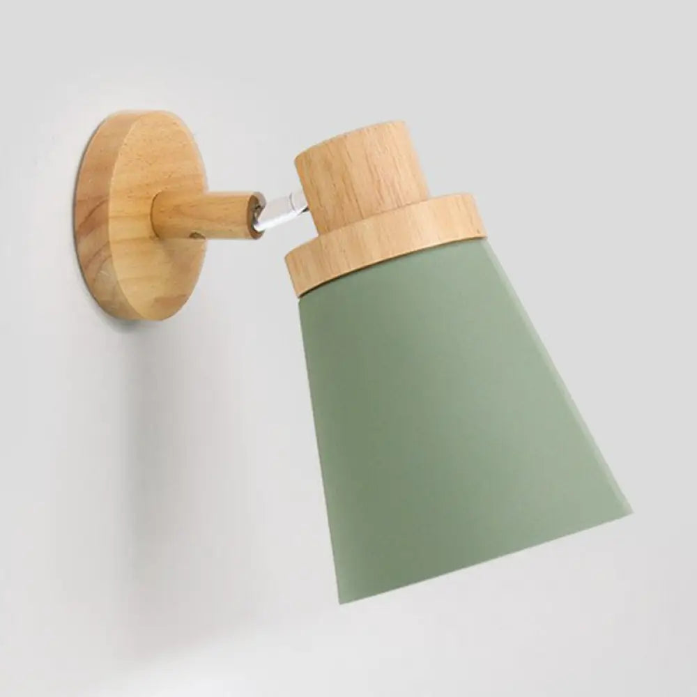 Adjustable Wood Wall Sconce with Rotating Metal Shade for Kids Room | Single-Light Fixture in Pastel Finish | E26 Base Nursery Lighting | Thomler